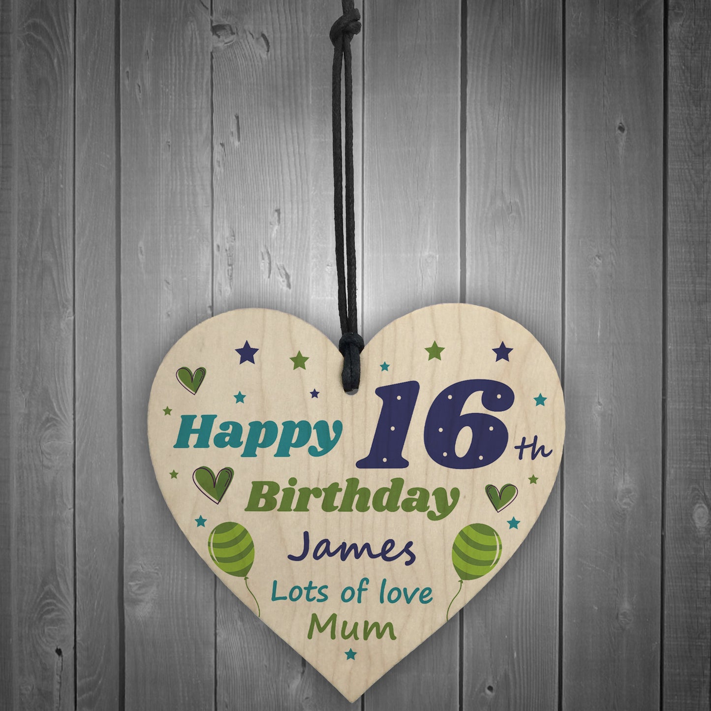 16th Birthday PERSONALISED Wood Heart Gift For Son Novelty