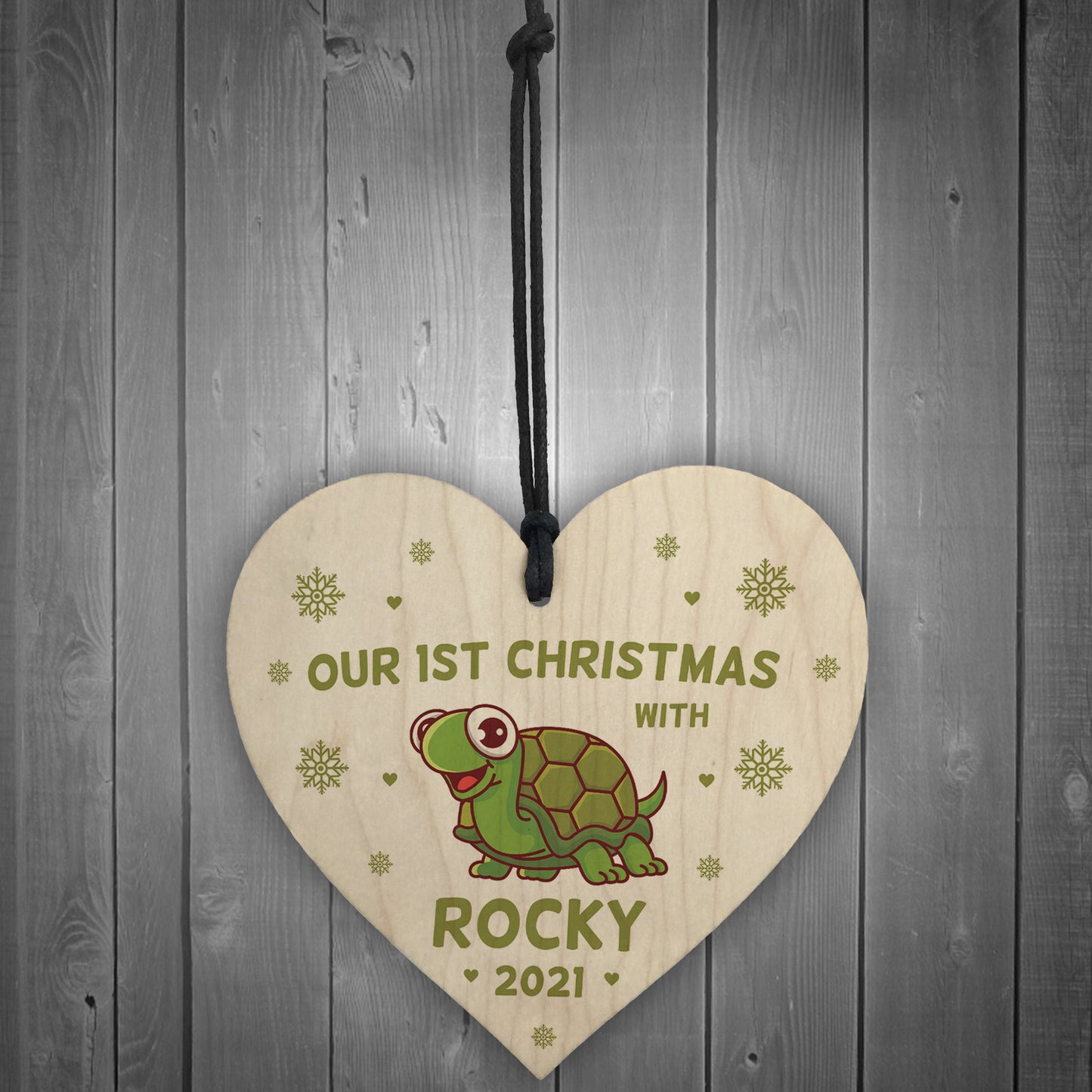 1st Christmas With Tortoise Heart Personalised Christmas Bauble