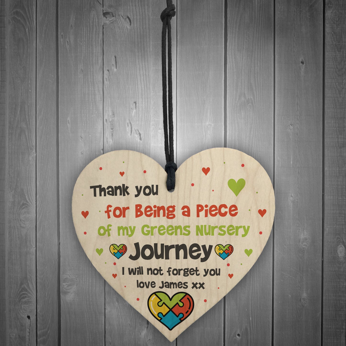 Nursery Gift Personalised Wood Heart Thank You Gift For Nursery