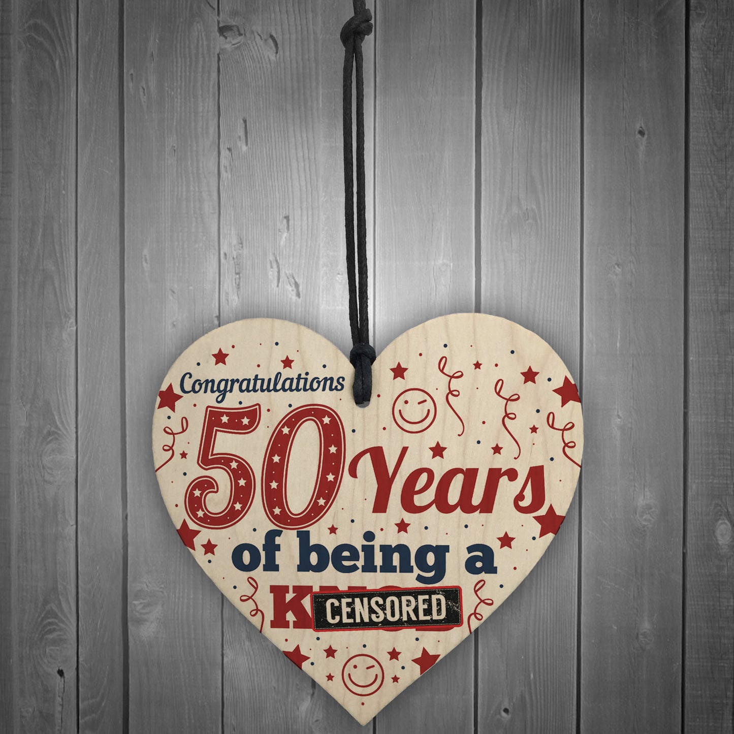 50th Birthday Gift For Friend Dad Funny Novelty Wooden Heart