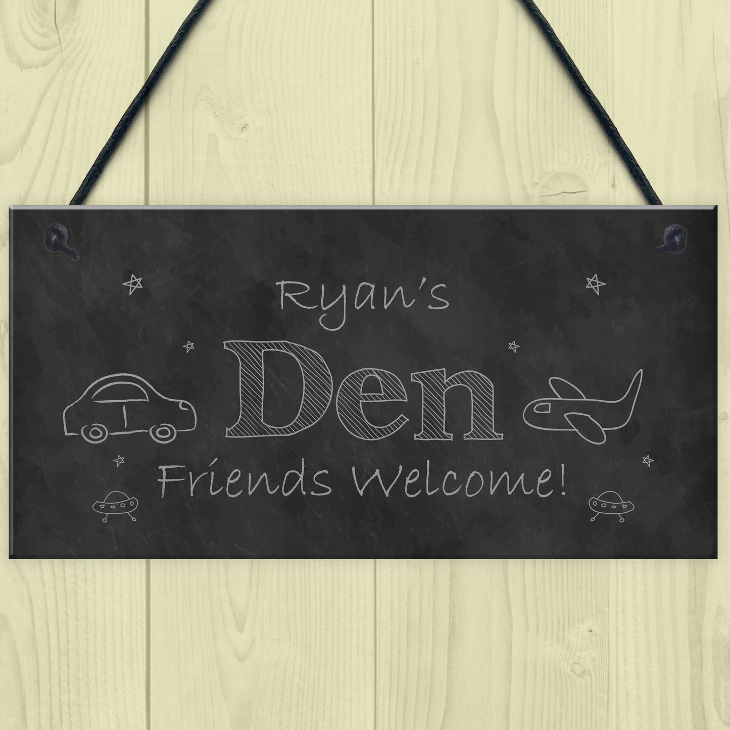 Chalkboard Effect PERSONALISED Den Sign For Playroom House