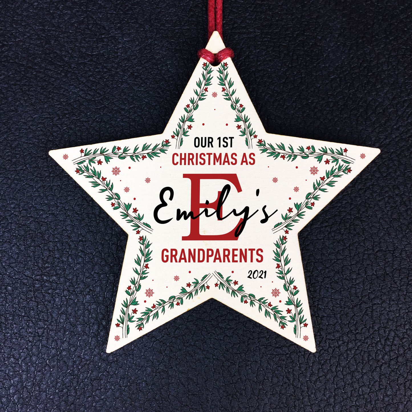 Personalised 1st Christmas As Grandparents Wood Star Decoration