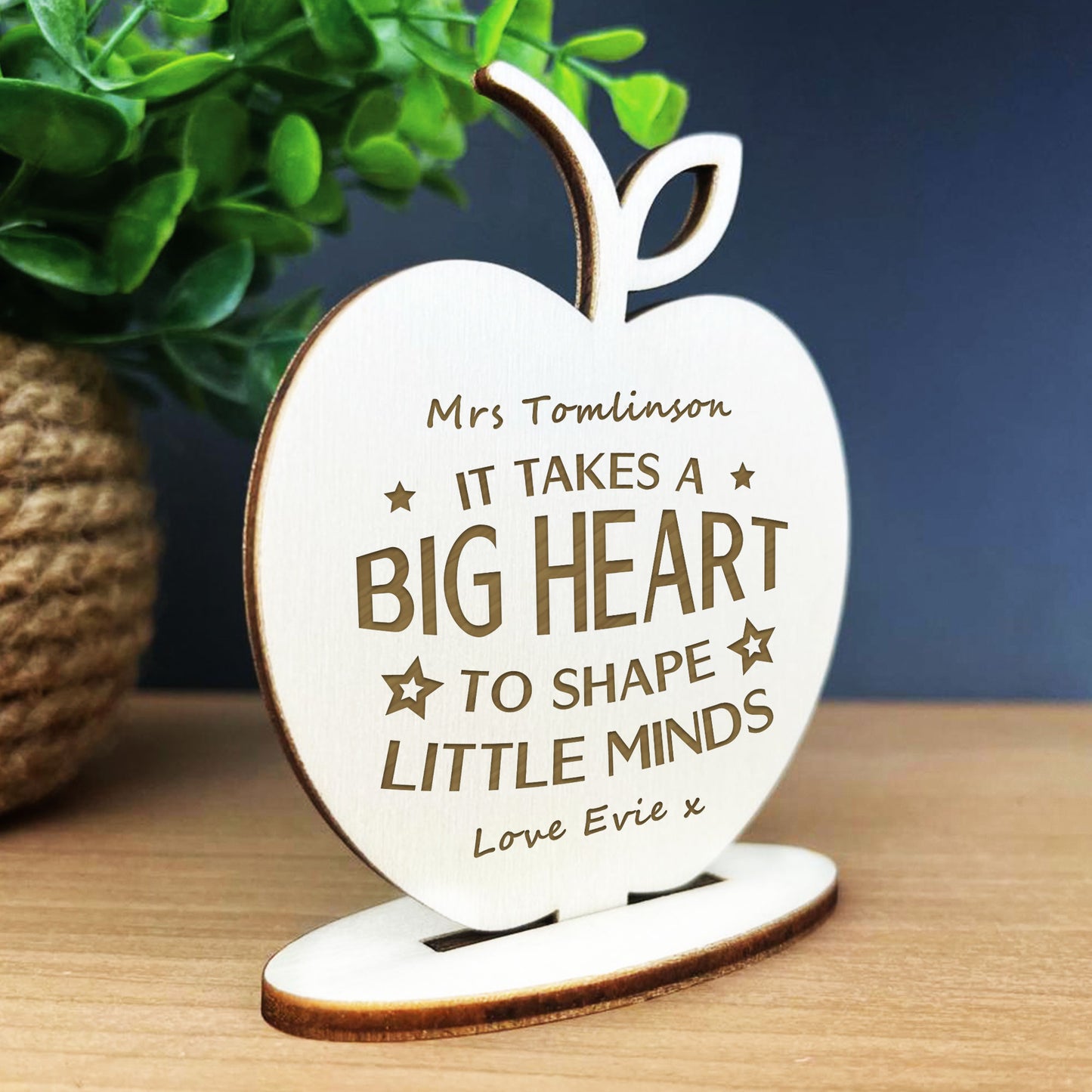 Thank You Teacher Gift Wood Apple School Nursery Pre School Gift