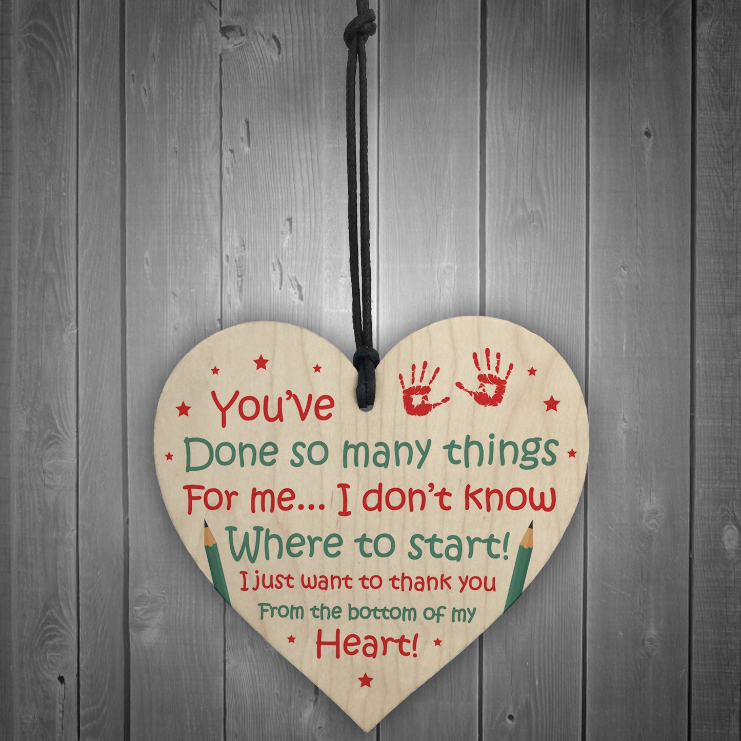 Novelty Teacher Gift Wood Heart Thank You Gift