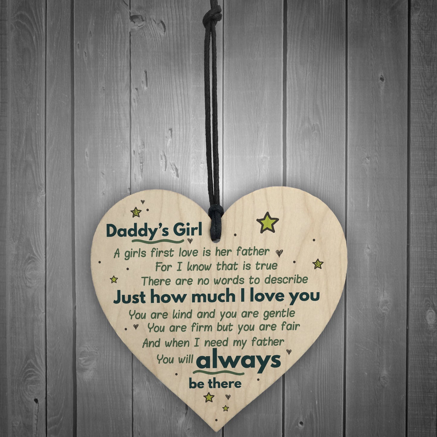 Daddy's Girl Hanging Wooden Heart FATHERS DAY Gift For Him Idea