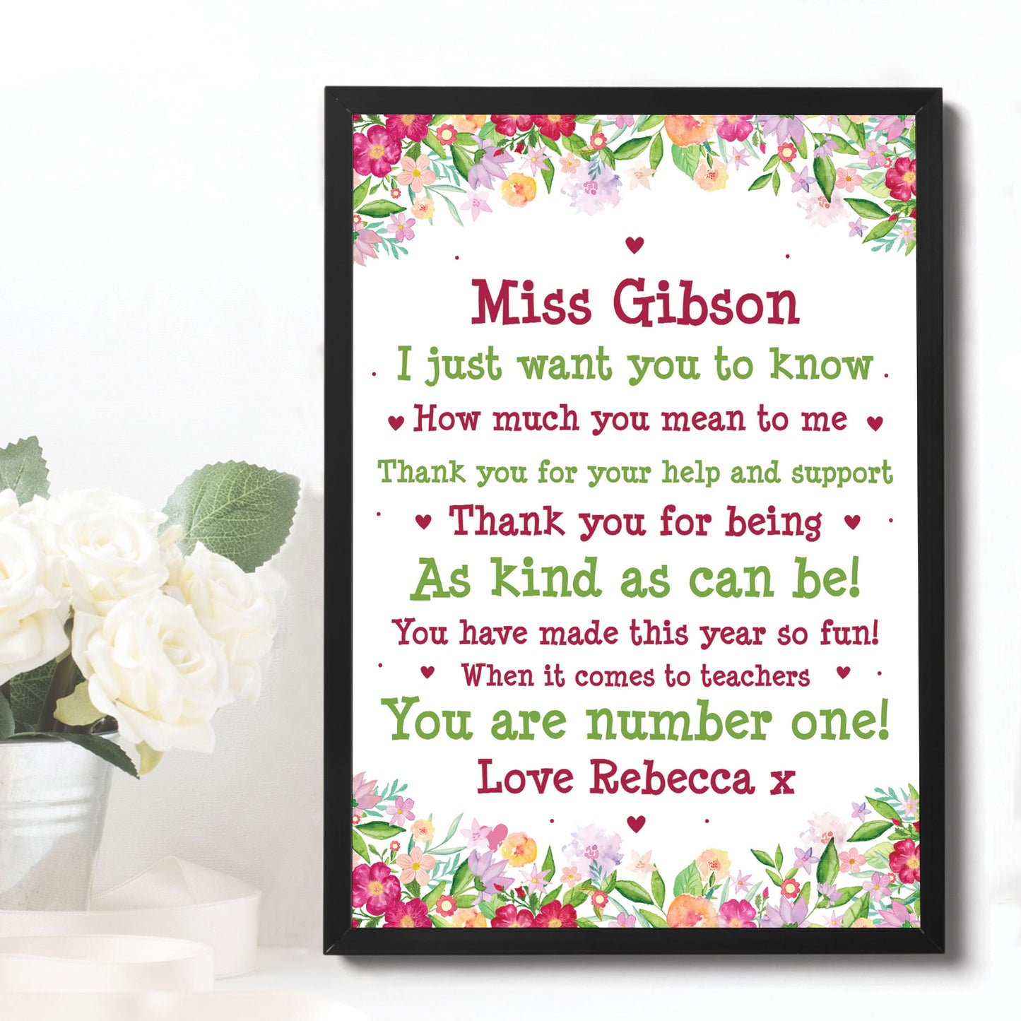 Personalised Teacher Framed Print Gift Leaving School Nursery