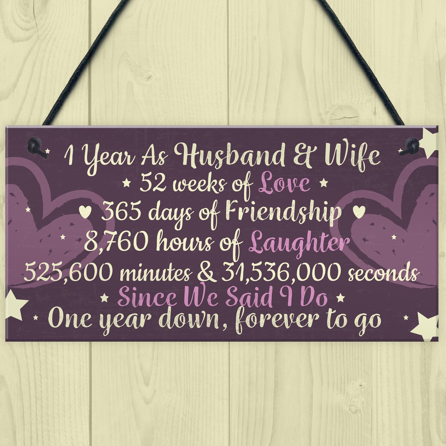 1st Wedding Anniversary Gift Plaque First Wedding Anniversary