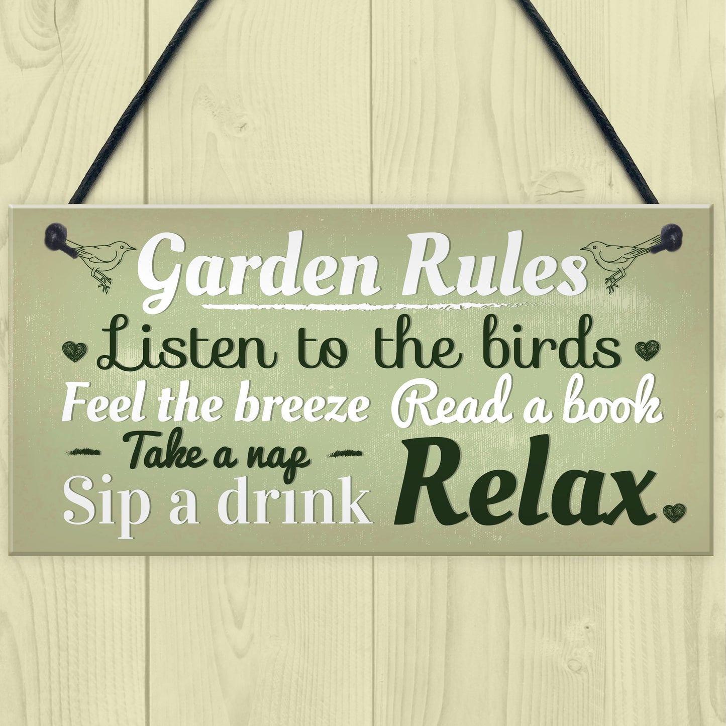 Garden Rules Novelty Hanging Plaque SummerHouse Sign Garden Shed