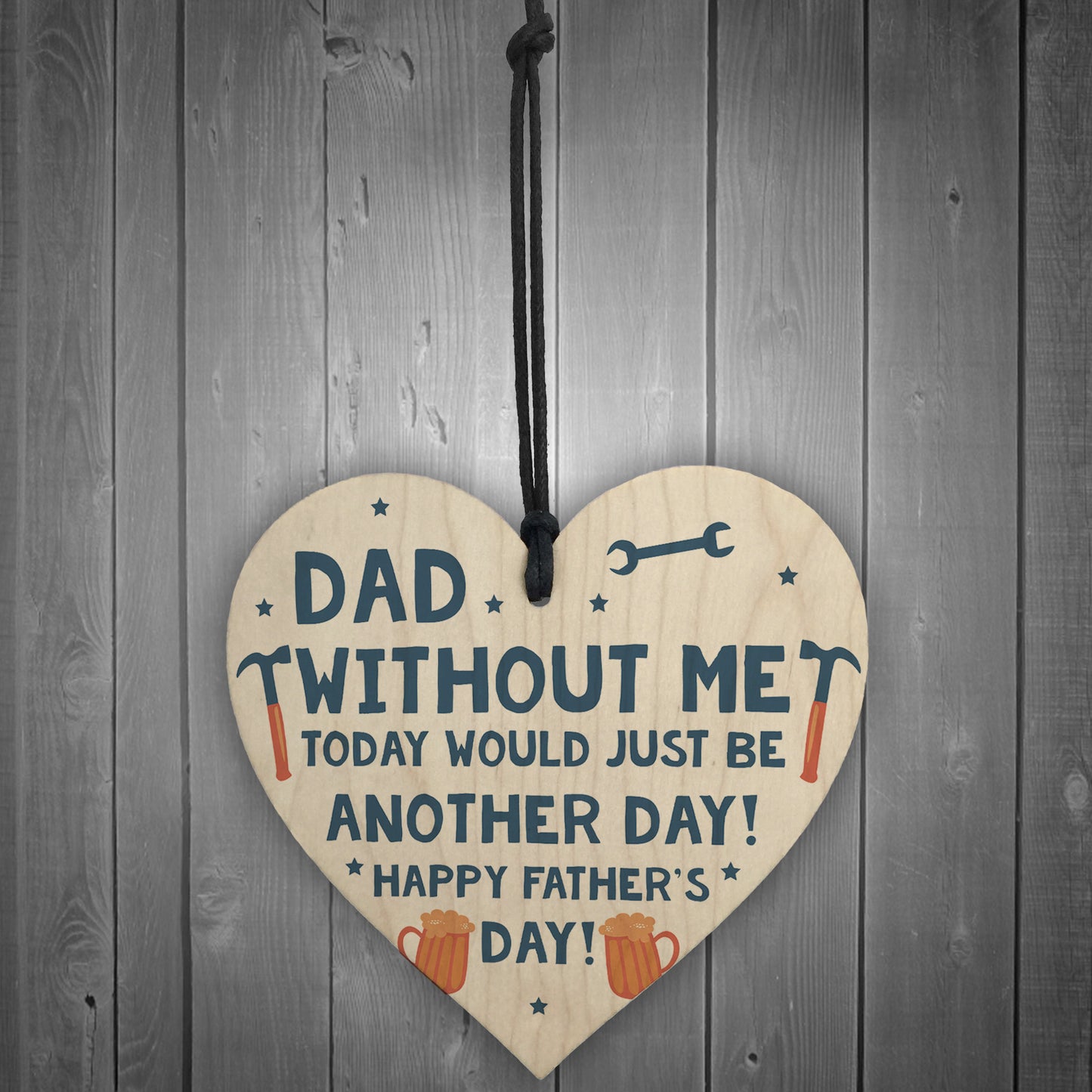 Funny Fathers Day Gift Idea Novelty Wooden Heart Gift For Him