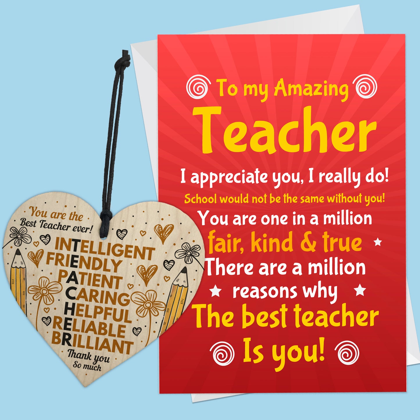 Gift For Amazing Teacher TEACHER PLAQUE Wood Heart And Card