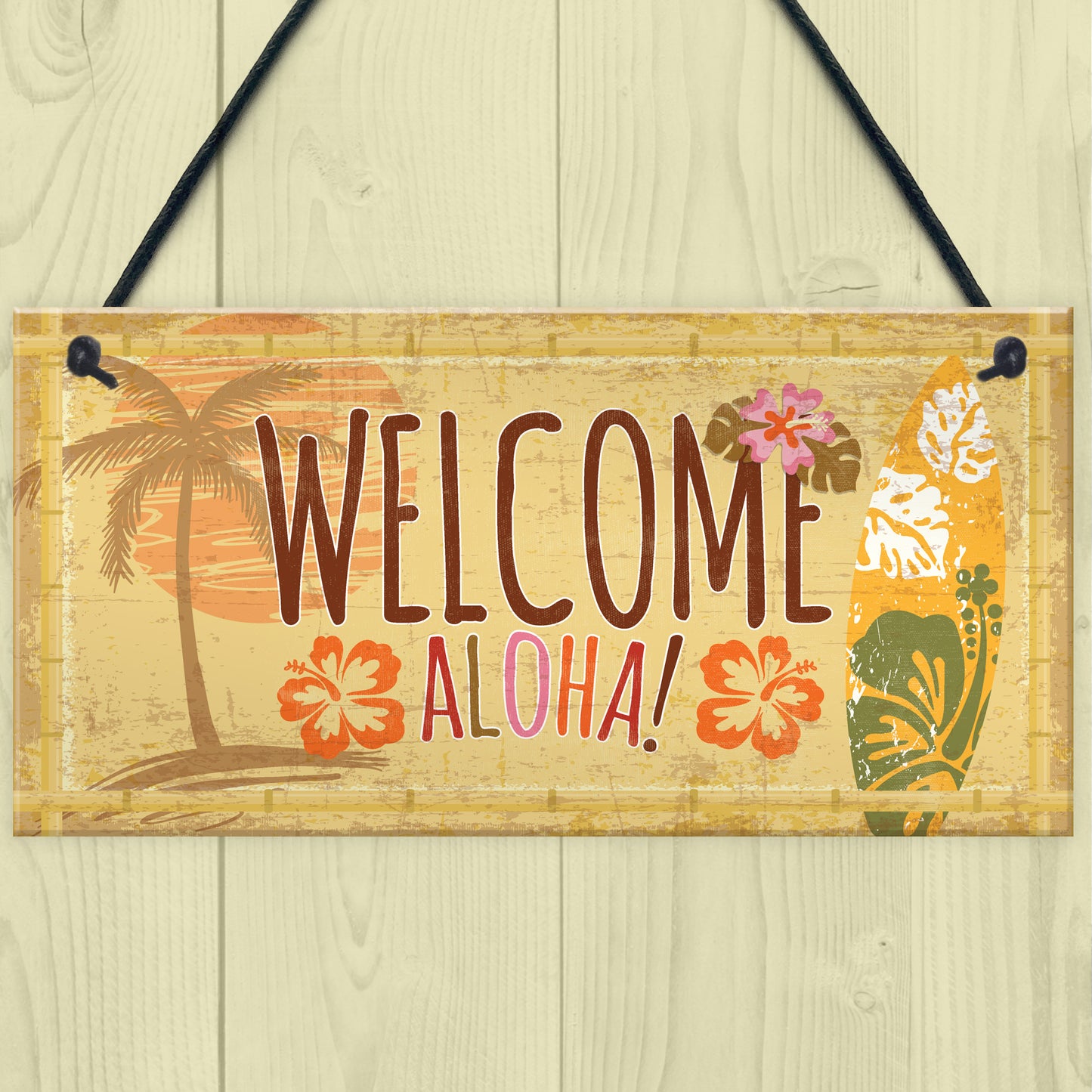 Tiki Bar Welcome Hanging Wall Plaque Garden Home Bar Sign