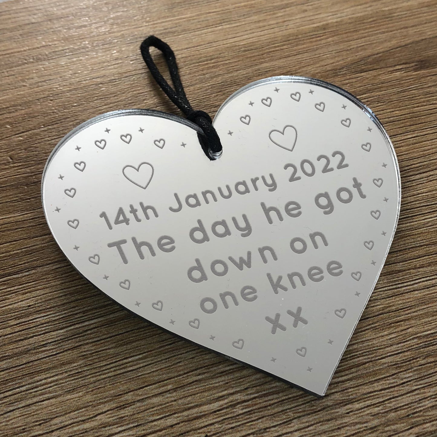 Personalised Day He Got Down On One Knee Engagement Gift Heart