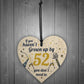 Funny Happy Birthday 52nd Wood Heart Man Wife Brother Sister
