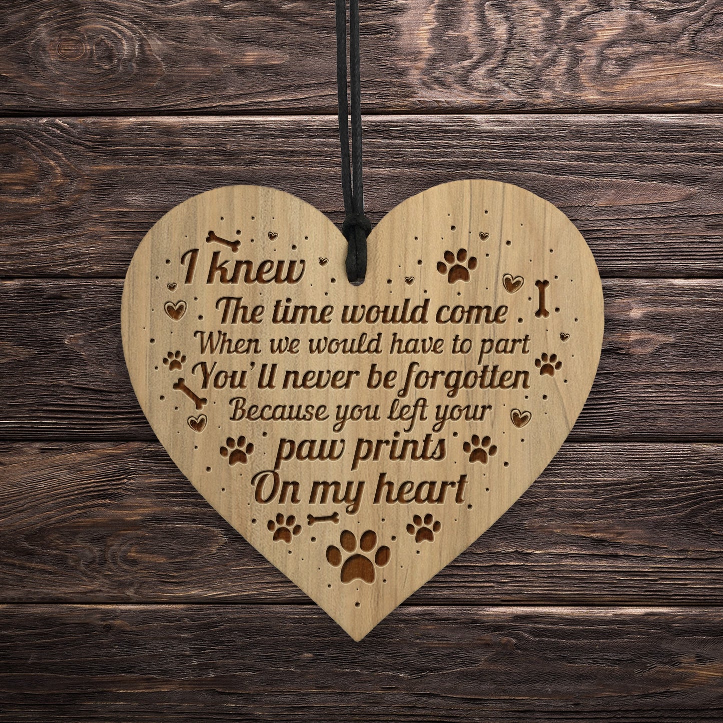 Pet Memorial For Dog Cat Engraved Heart Hanging Memorial Sign