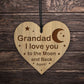 Grandad Gifts For Birthday Fathers Day Wood Engraved Heart