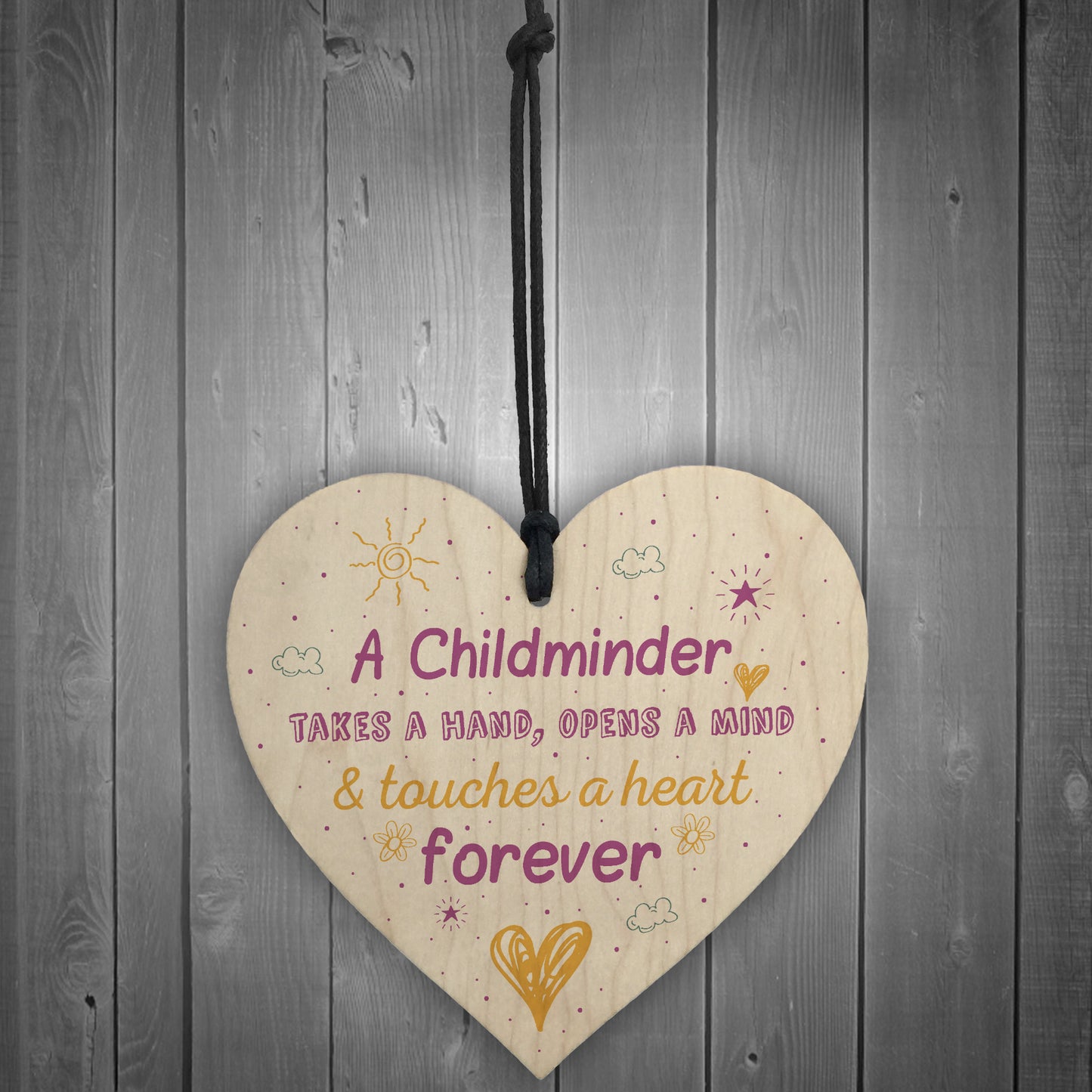 Handmade Wooden Hanging Heart Plaque Childminder Teacher Gift