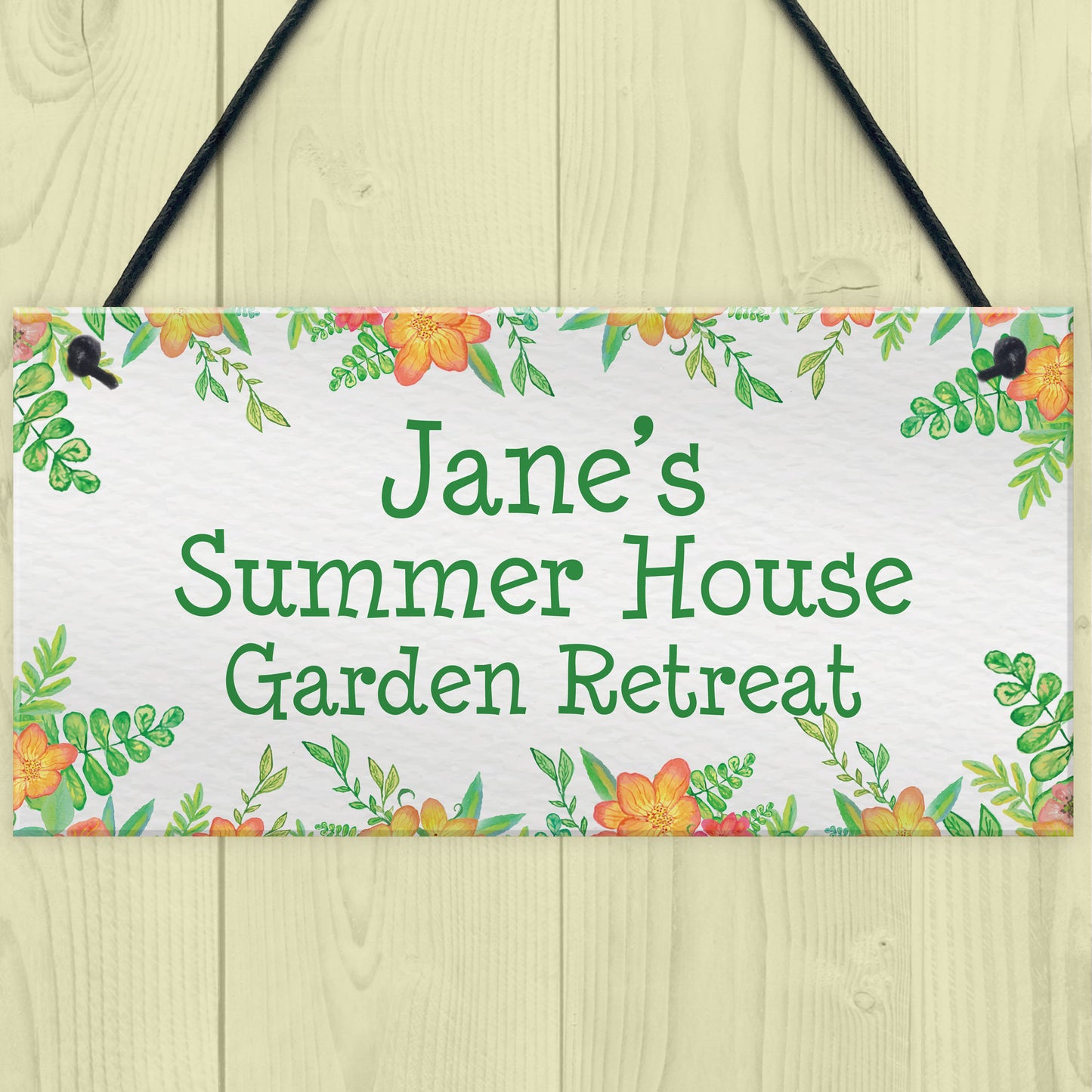 Floral Summerhouse Sign Personalised Hanging Door Sign