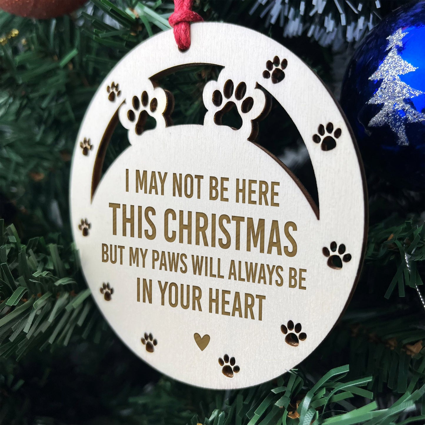 Wooden Dog Cat Pet Memorial Christmas Tree Decoration Bauble