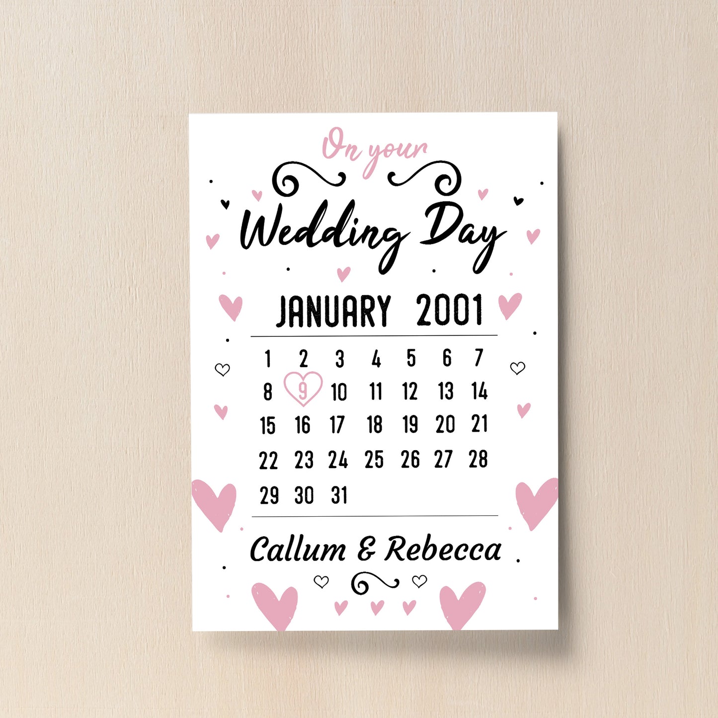 Wedding Day Gift Personalised Gift Marriage Present Heart Print