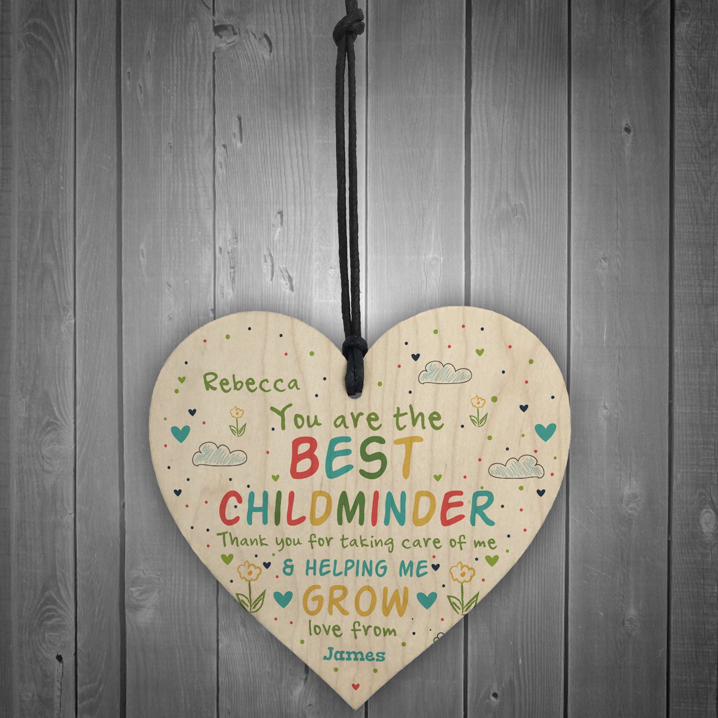 Personalised Childminder Teacher Gift Wood Heart Pre School
