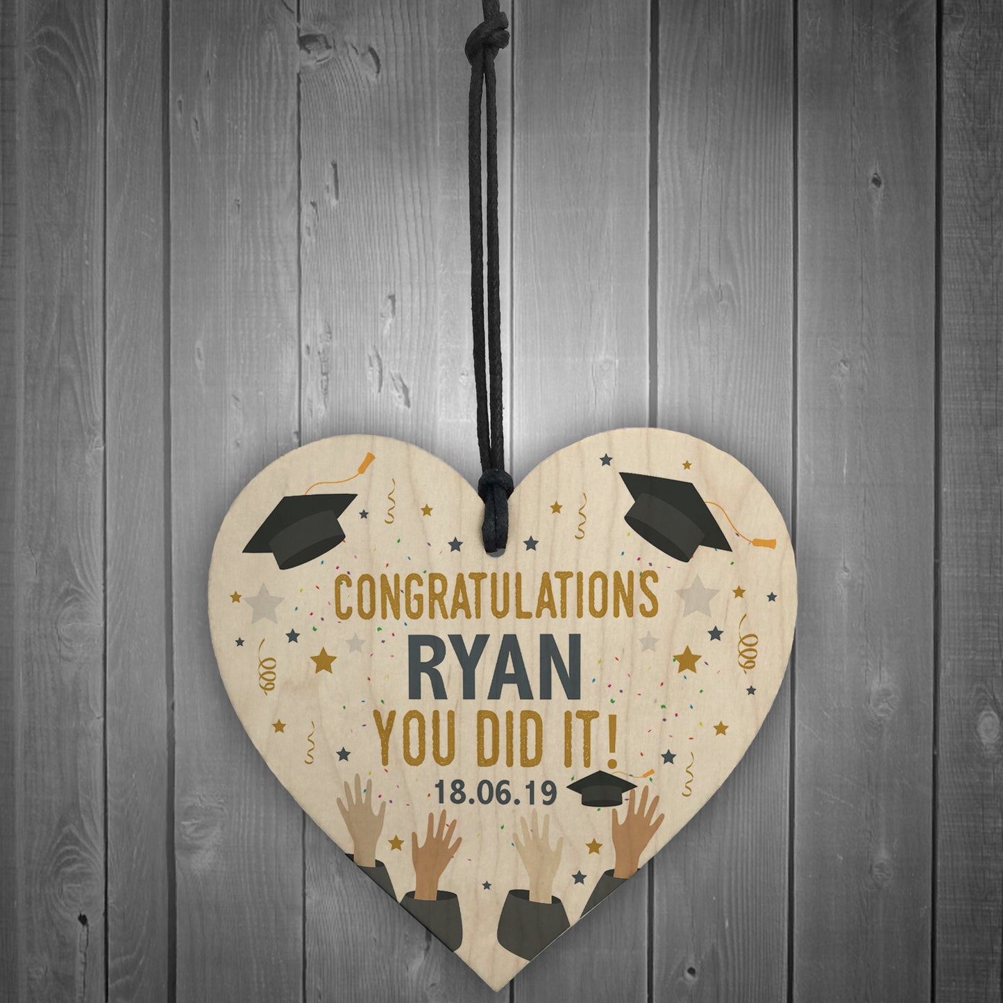 PERSONALISED Graduation Congratulations Wood Heart Graduate Gift