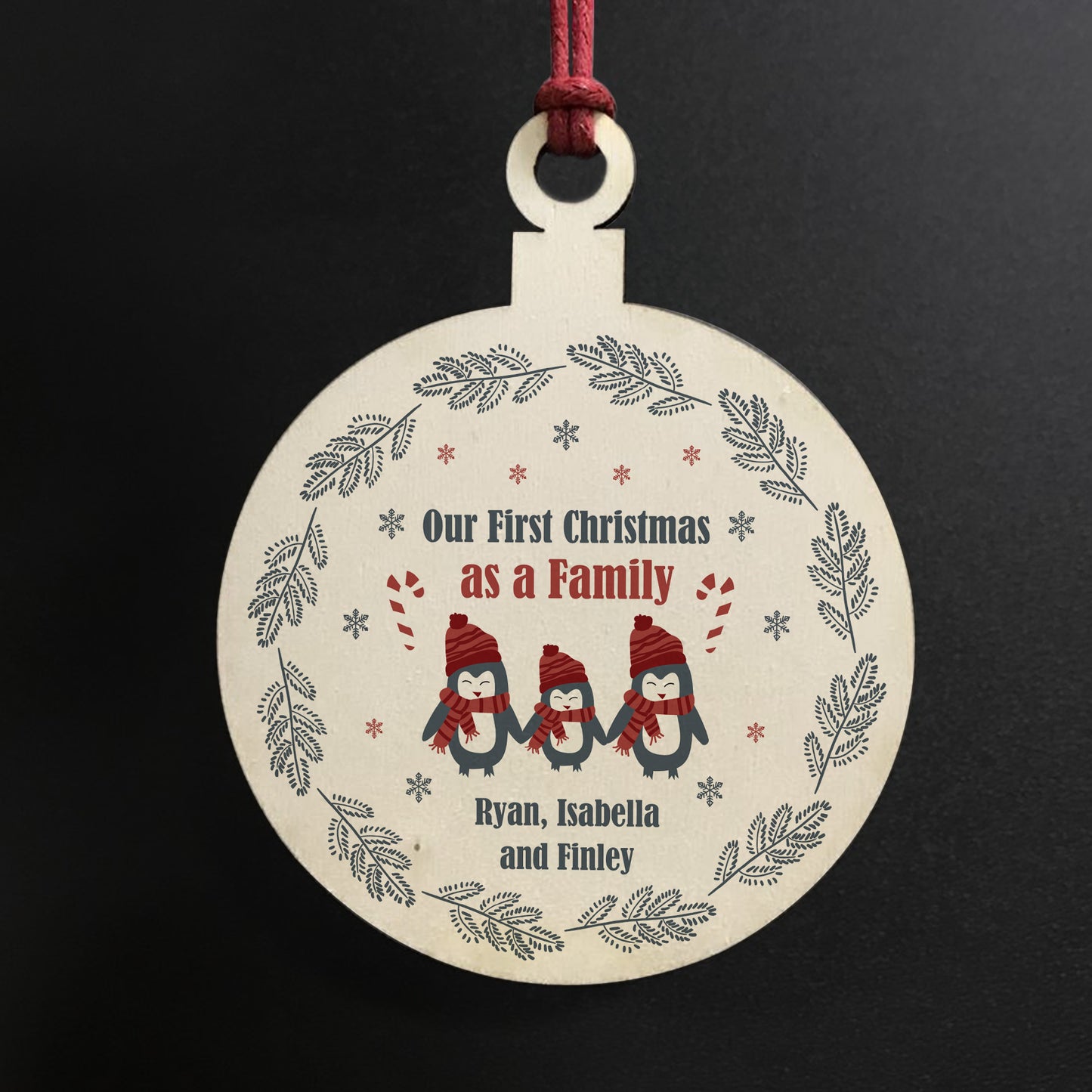 1st Christmas As A Family Wood Bauble PERSONALISED New Baby