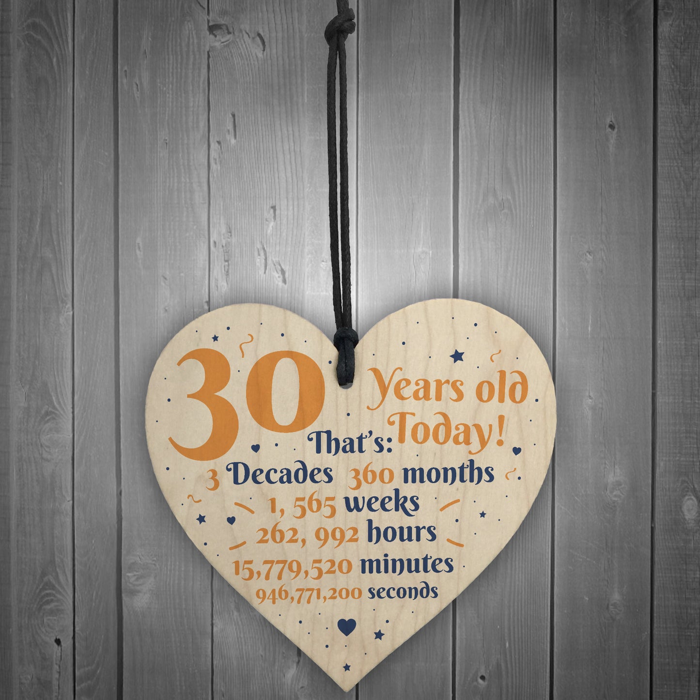 Novelty 30th Birthday Gift Wooden Heart Plaque Friendship Gift