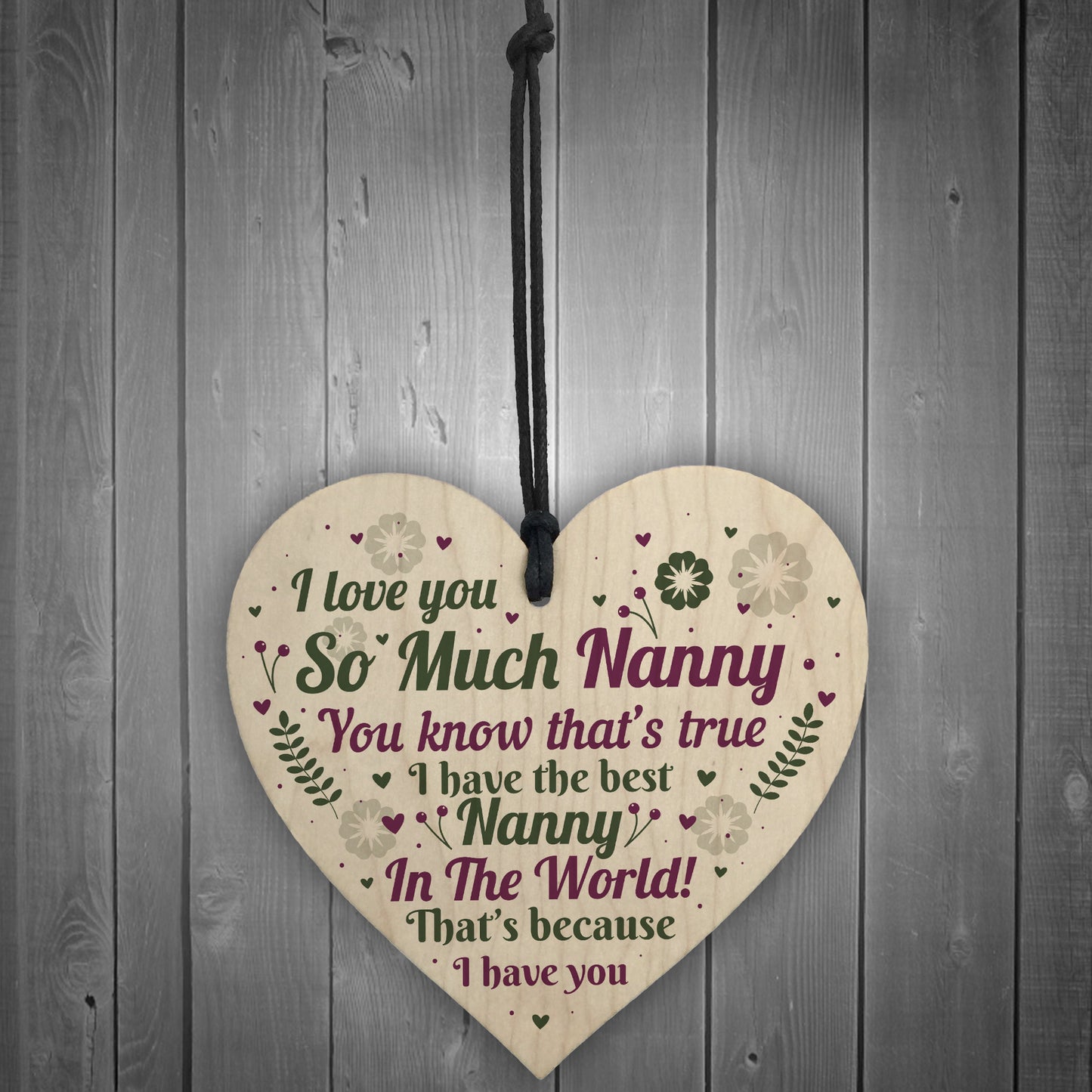 Thank You NANNY Gift For Birthday Christmas Wood Heart Keepsake