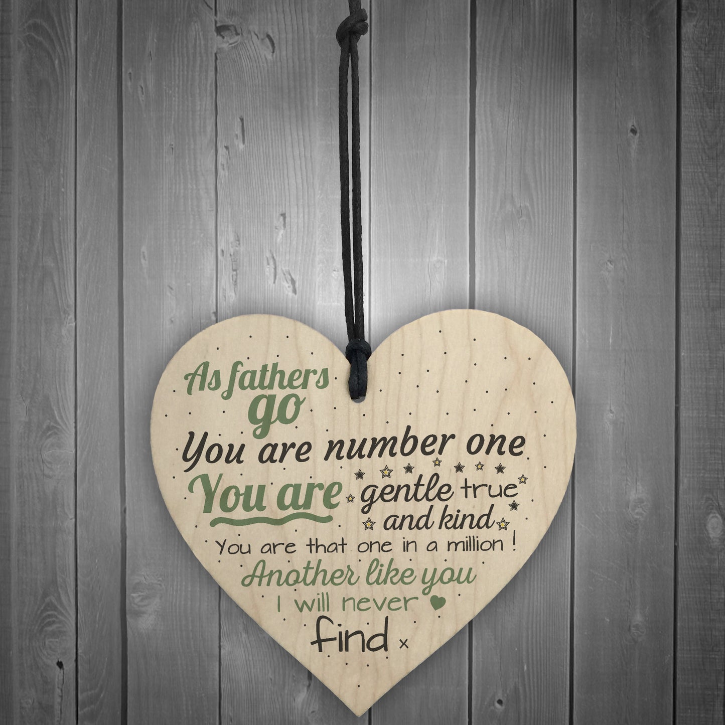 Number One Hanging Wood Heart FATHERS DAY Gift For Him Dad