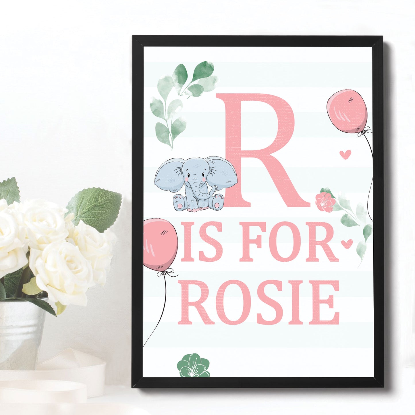 FRAMED Baby Nursery Print PERSONALISED Girls Bedroom Sign