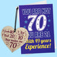 70th Birthday Card And Wooden Heart Bundle Gift For Grandparent