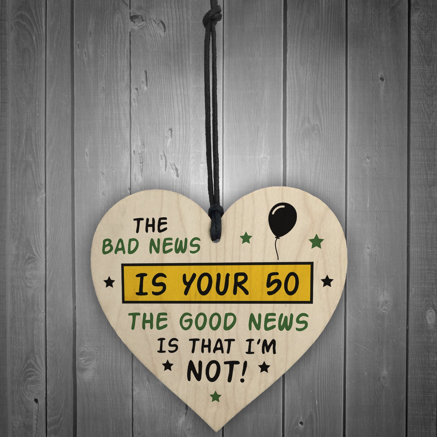 Funny 50th Birthday Wooden Heart Sign Gift For Friend Him