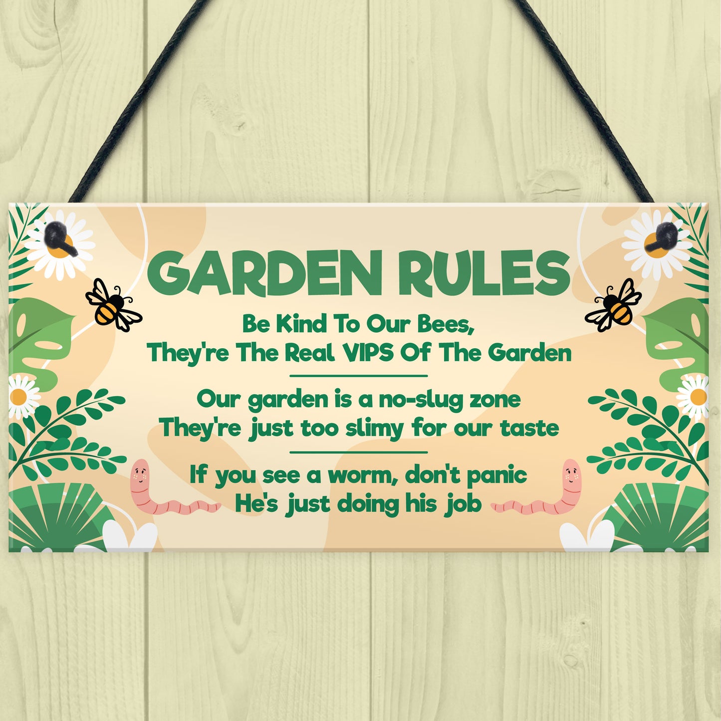 Garden Rules Funny Hanging Sign For Gardening Enthusiasts