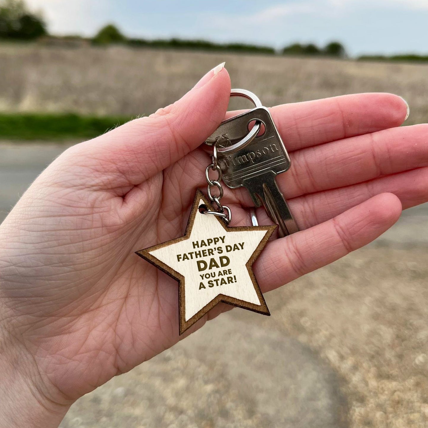 Fathers Day Gifts From Daughter Son Engraved Wood Keyring