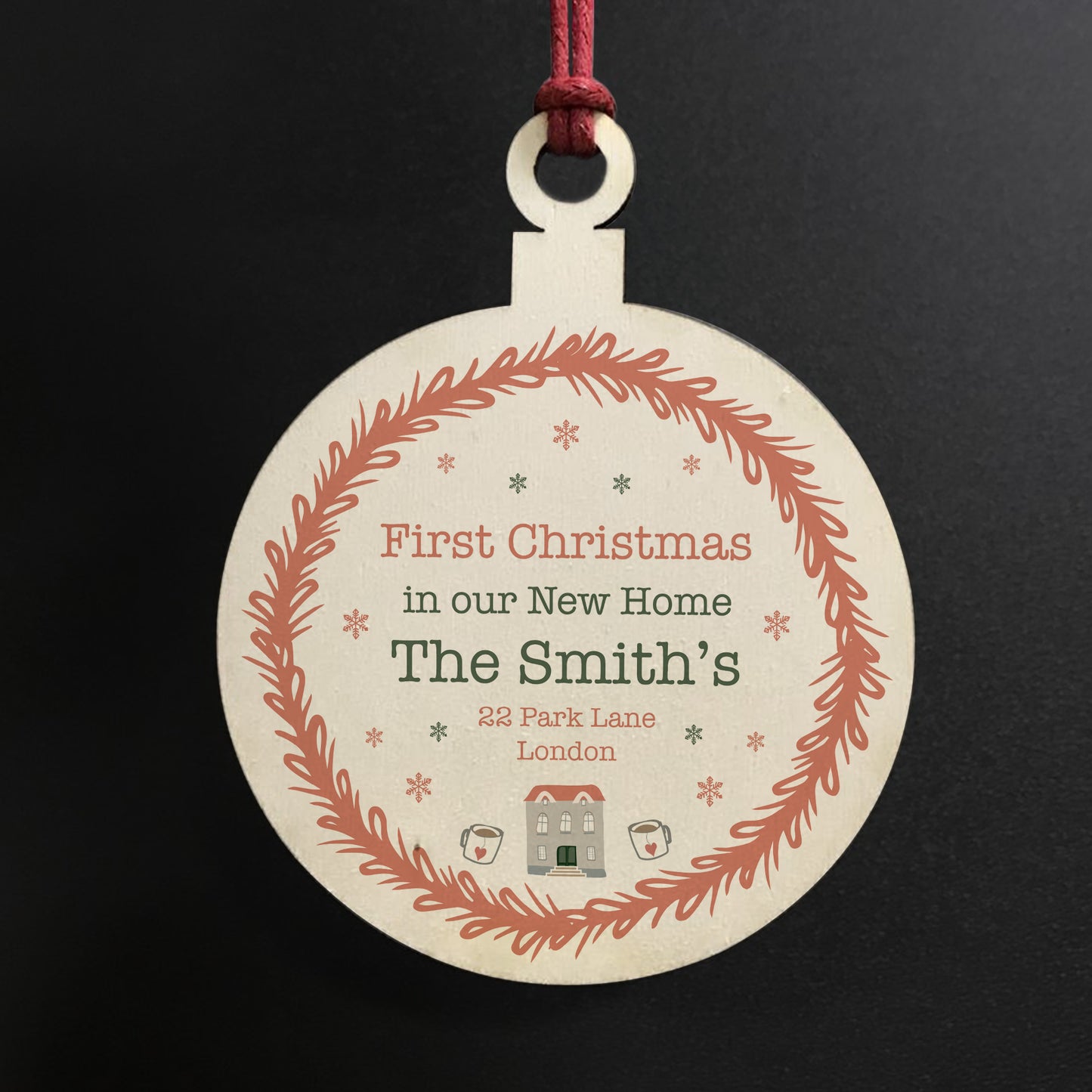 First Christmas New Home Gift Wooden Bauble For Christmas Tree