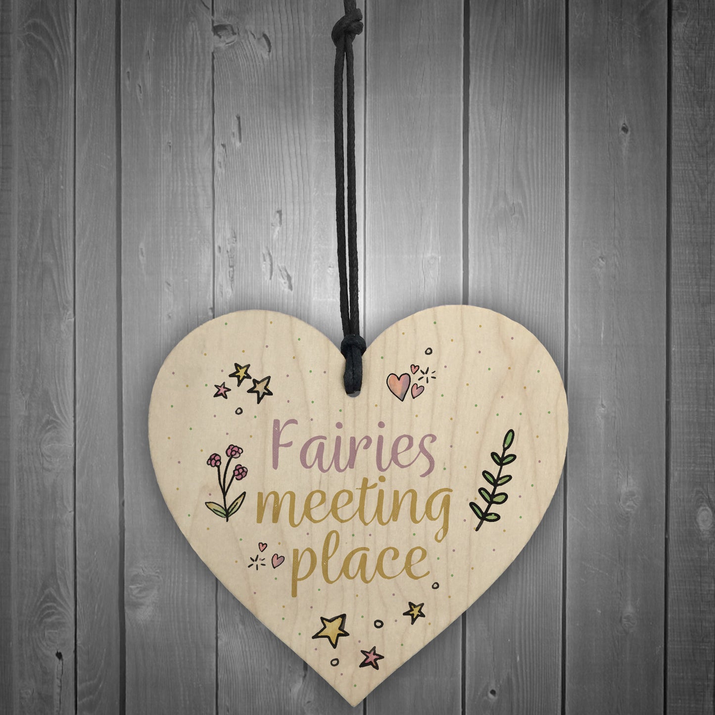 Garden Sign Fairies Meeting Place Wooden Hanging Sign Shed