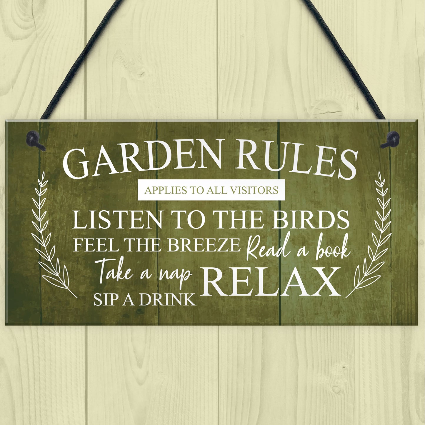 Garden Rules Sign Hanging Wall Shed Summer House Sign Rustic