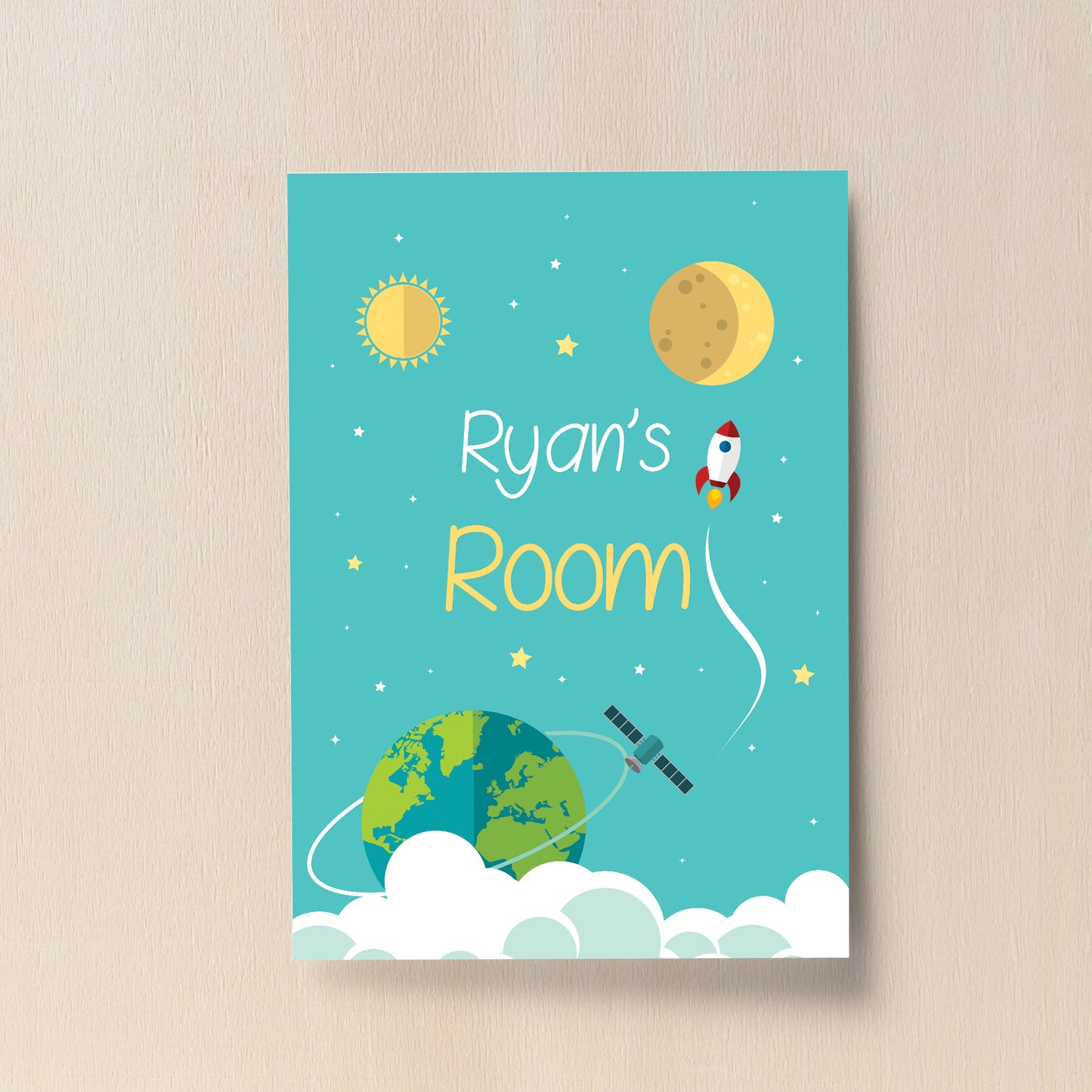 Personalised Space Wall Art Child Room Pictures Nursery Decor