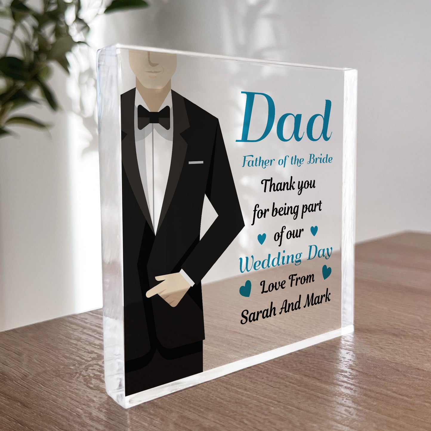 Wedding Day Gift For Dad From Bride And Groom Personalised Block