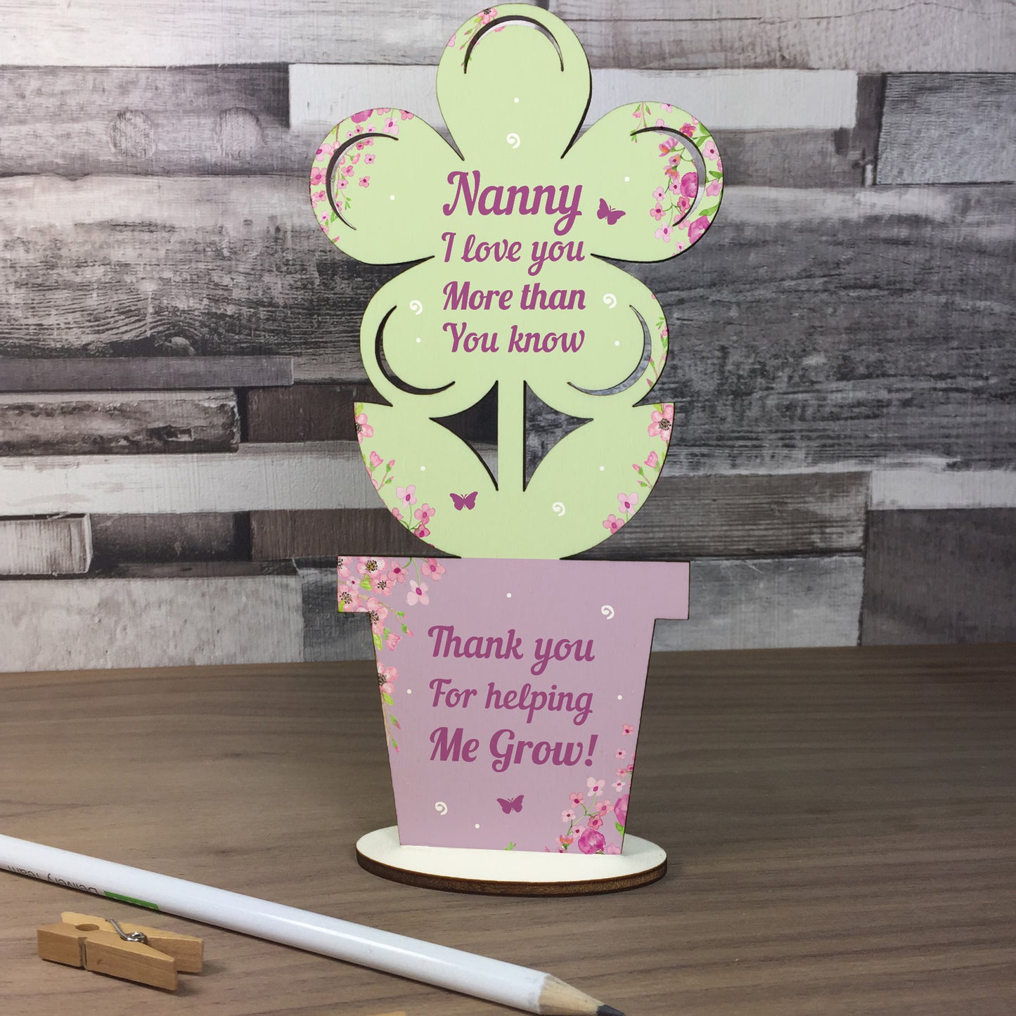 Nanny Birthday Christmas Gift Wood Flower Mothers Day Gift LOVE