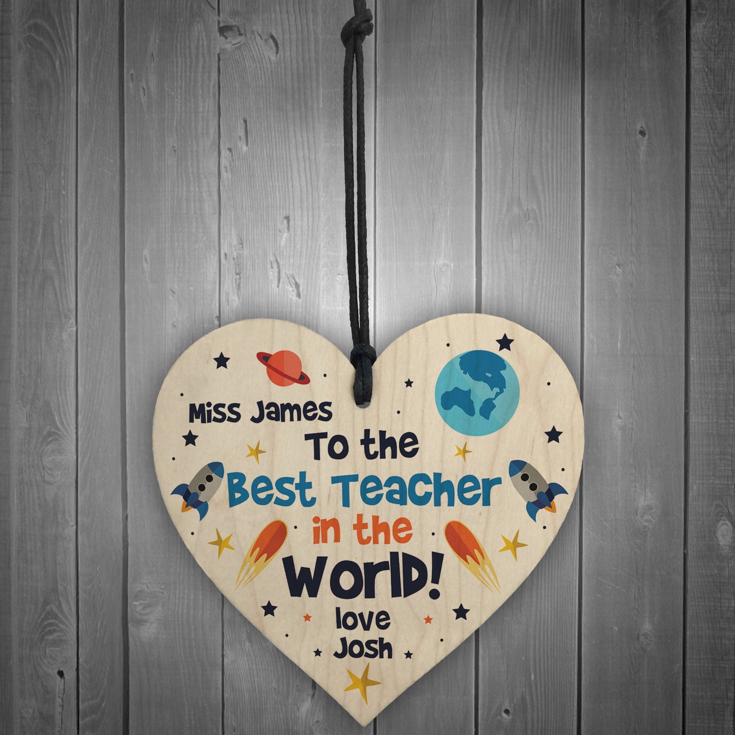 PERSONALISED Best Teacher Wooden Heart Leaving Gifts