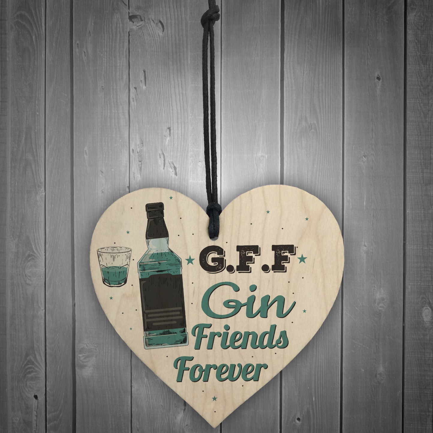 Gin Friends Wooden Heart Bar Pub BBQ Party Alcohol Plaque BDAY