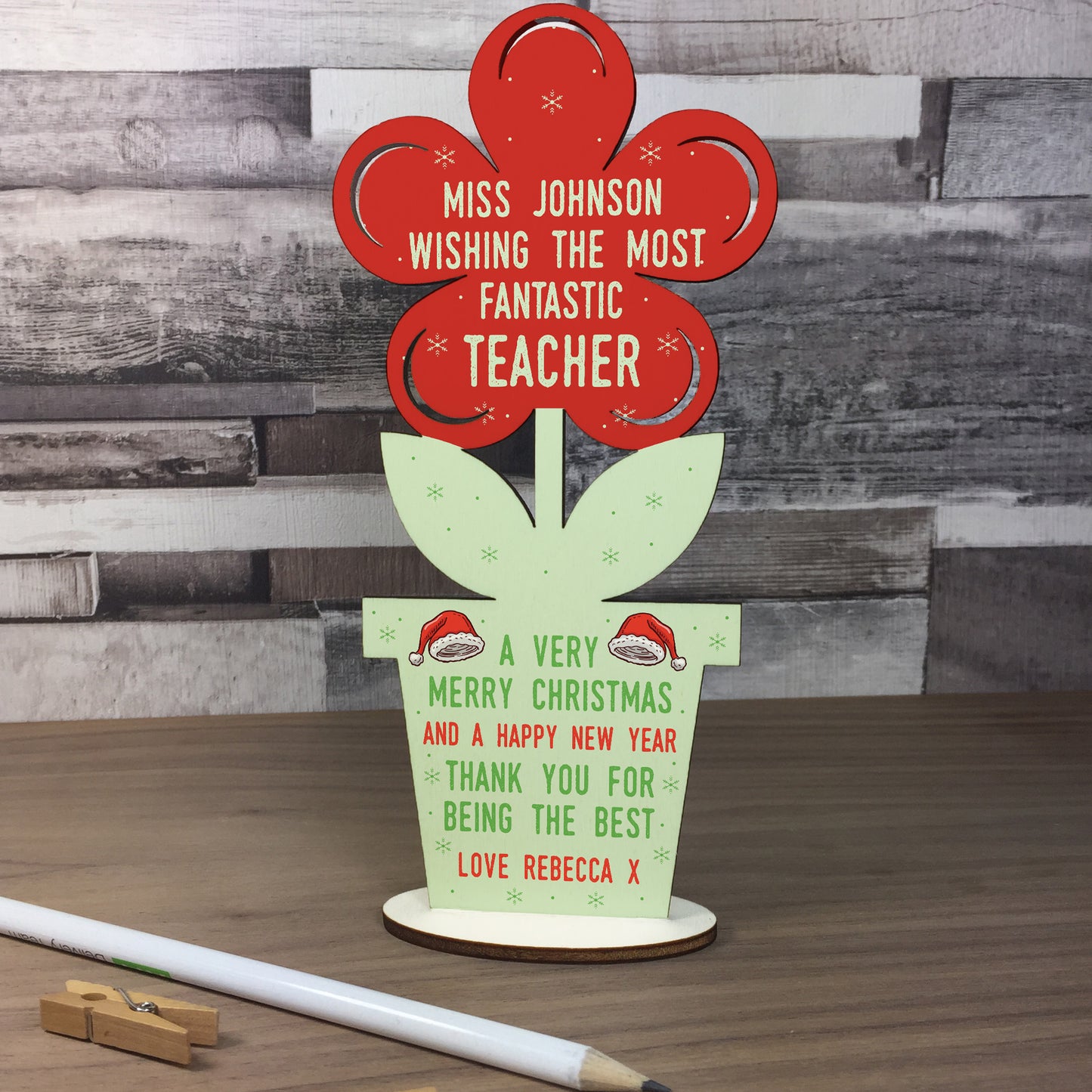 Handmade Christmas Gift For Teacher Wooden Flower Thank You