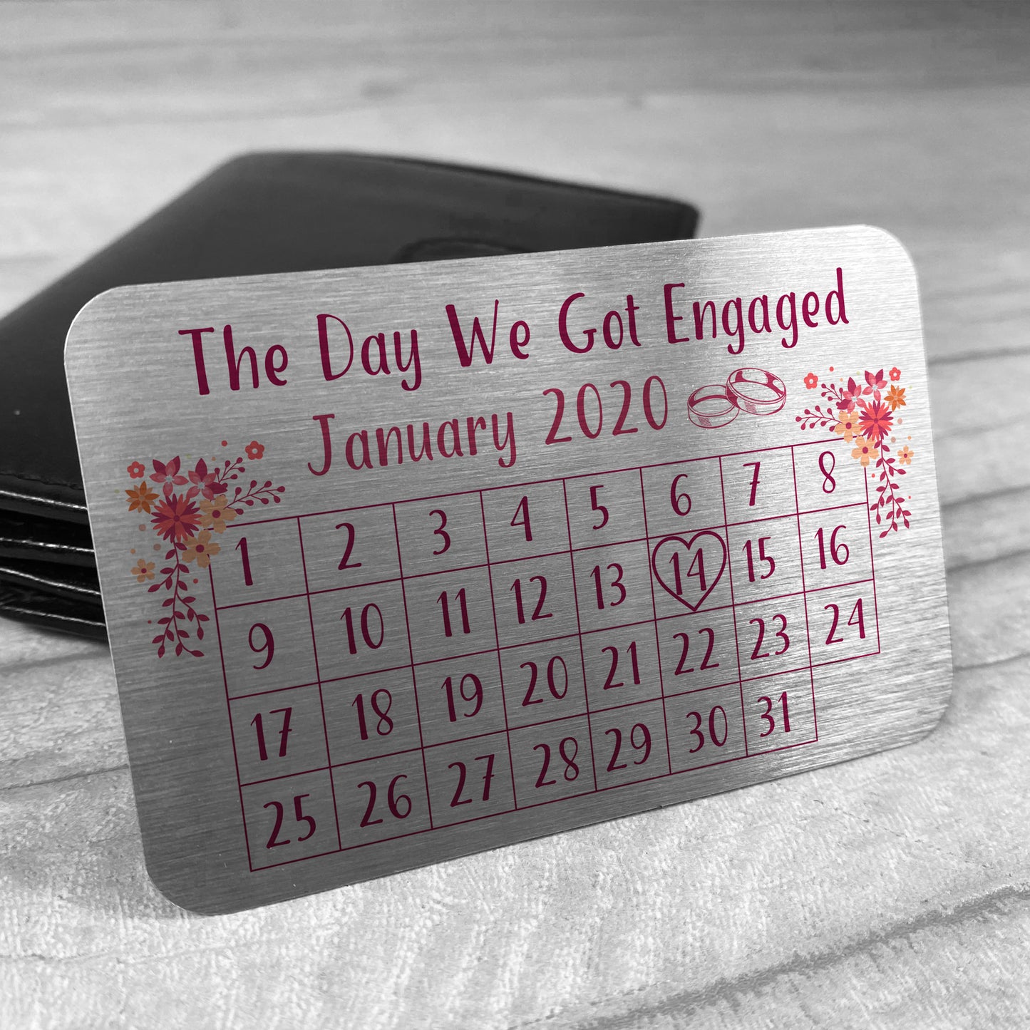 Personalised Engagement Wedding Gift Metal Wallet Purse Card