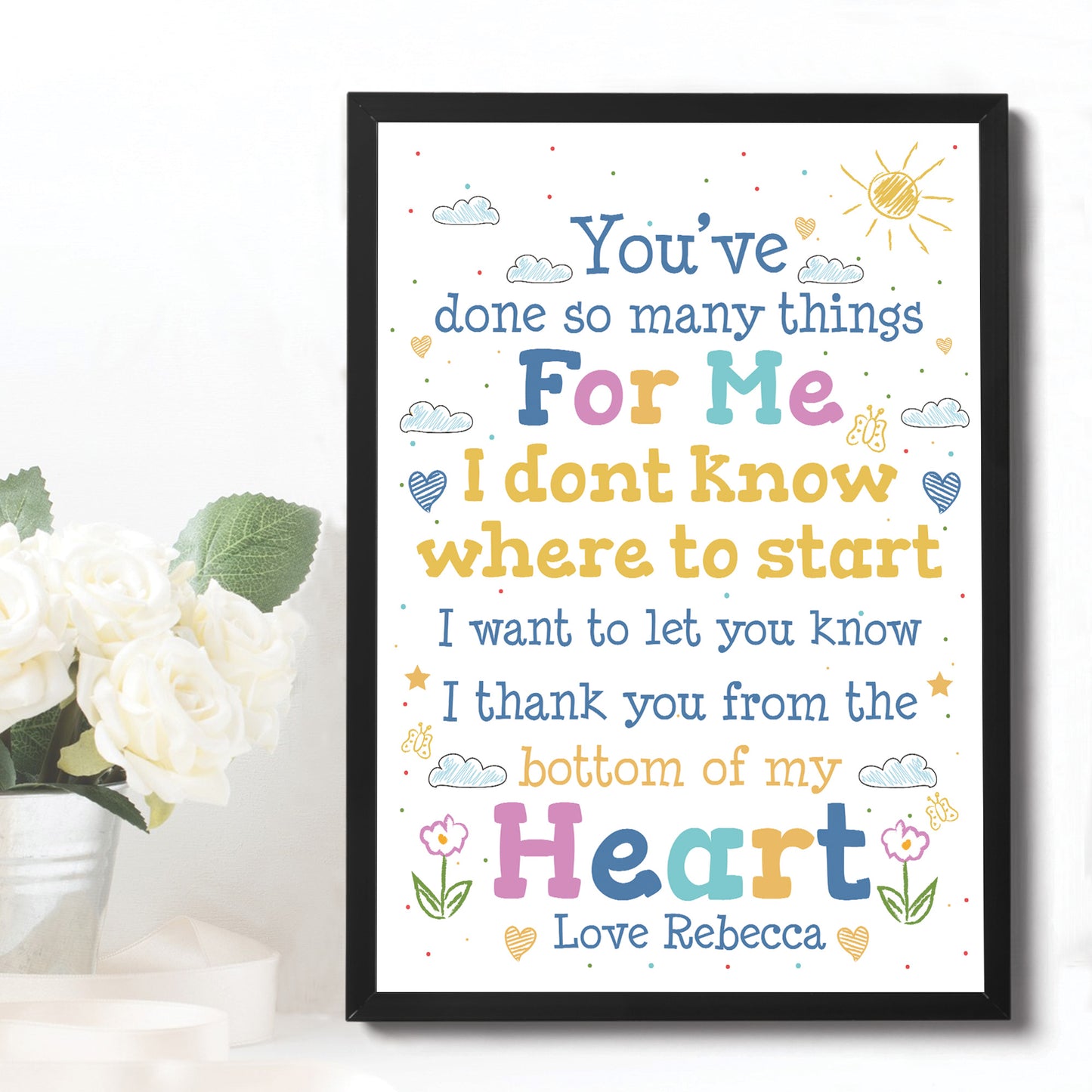 Special Thank ou Gift Framed Poem Print Teacher Mentor Volunteer