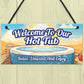 Hot Tub Sign and Plaque Garden Pool Shed Hanging Wall Plaque