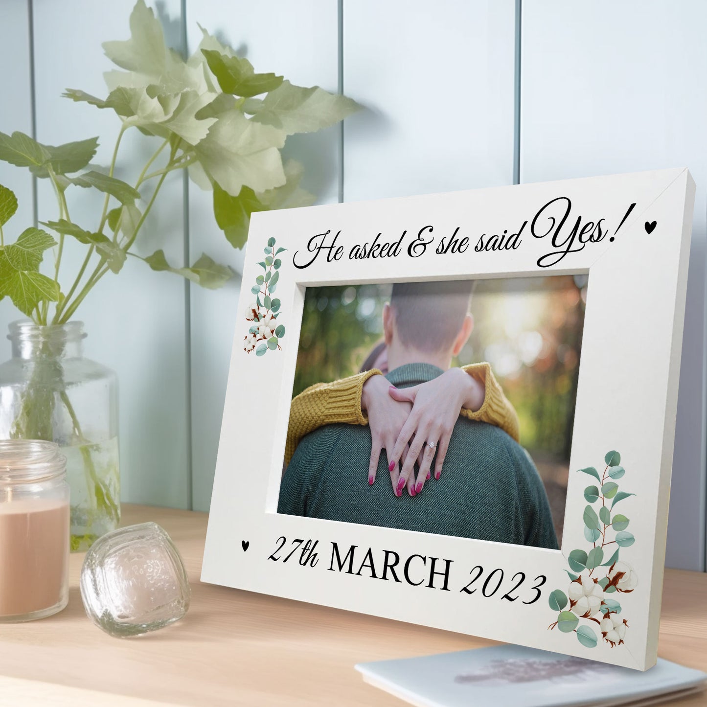 Personalised Engagement Wooden Photo Frame Gift Engagement Gift