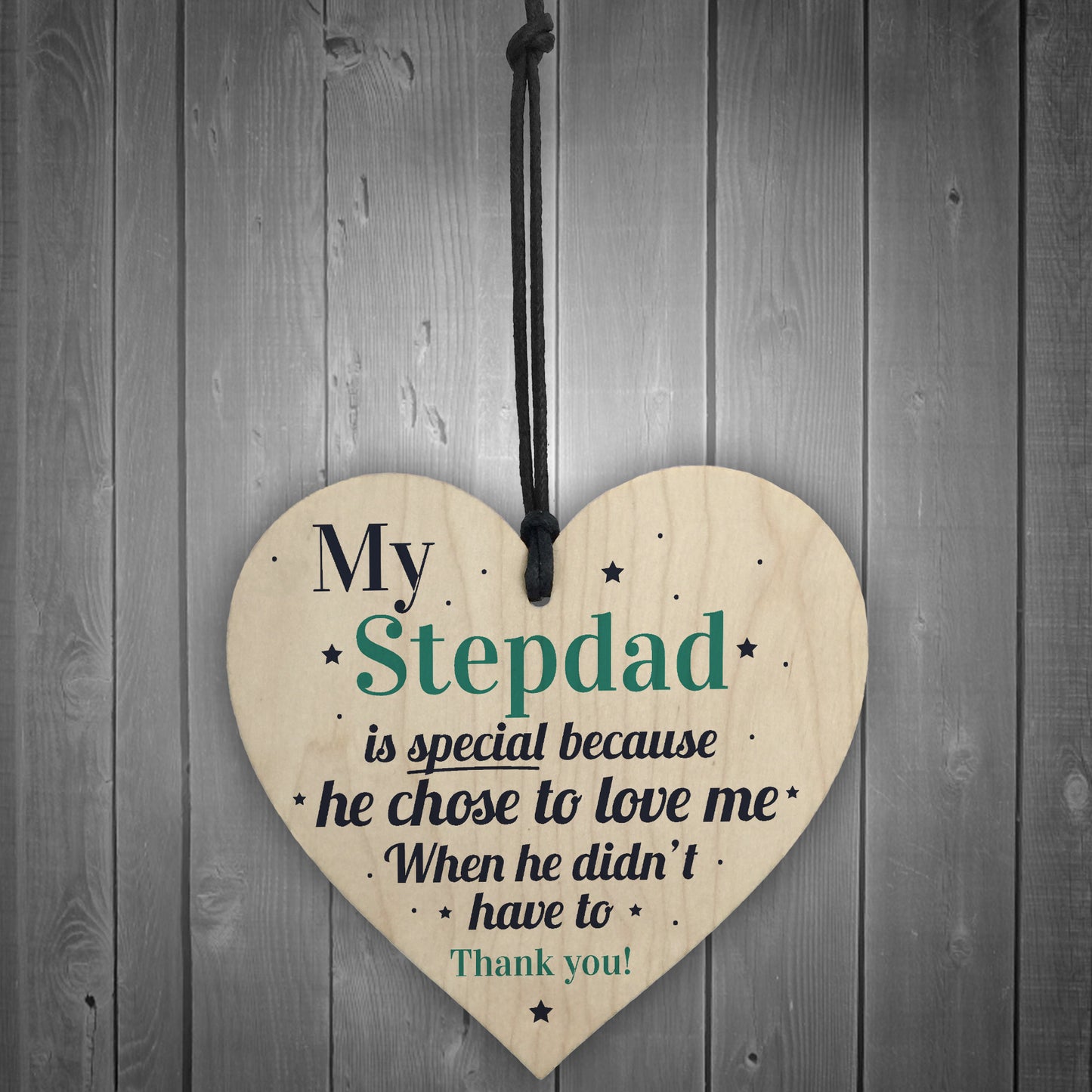 Stepdad Dad Wood Heart FATHERS DAY Gifts For Him Daughter Son