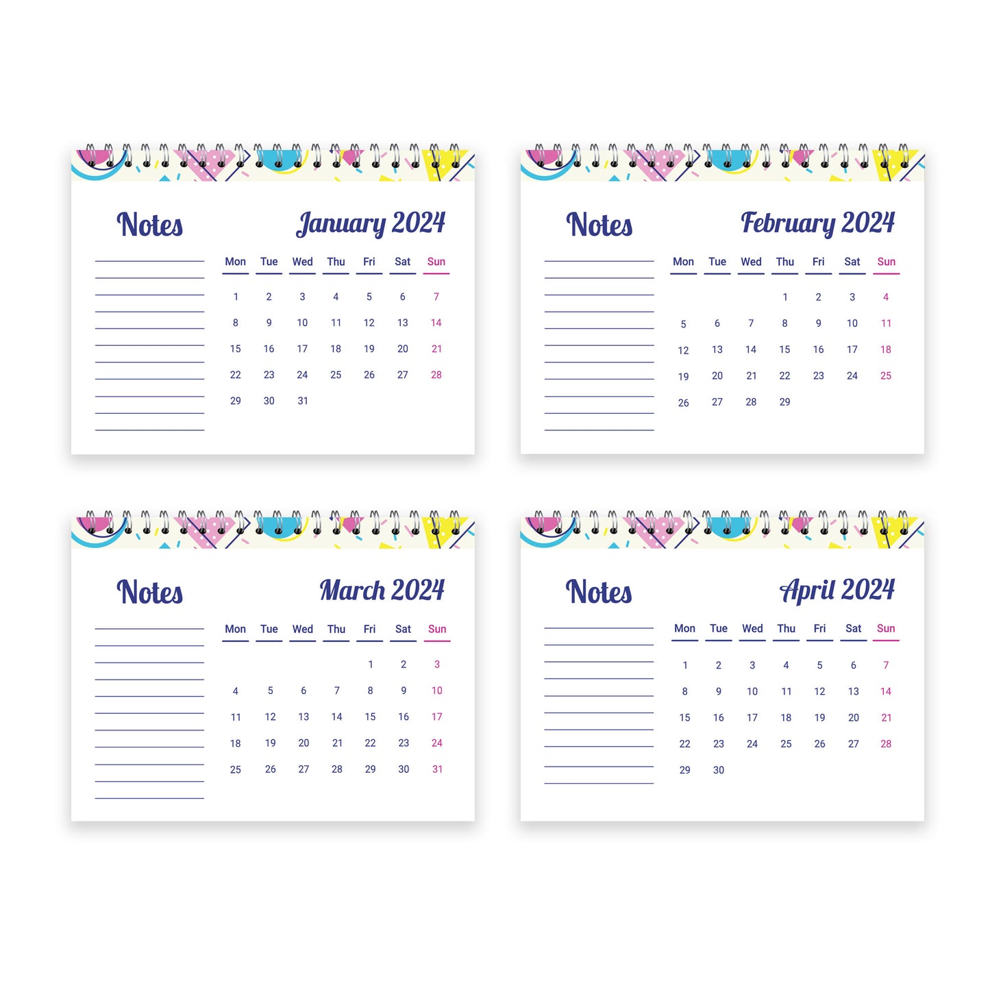 2024 A5 Desktop Office Planner Calendar One Month to View Home