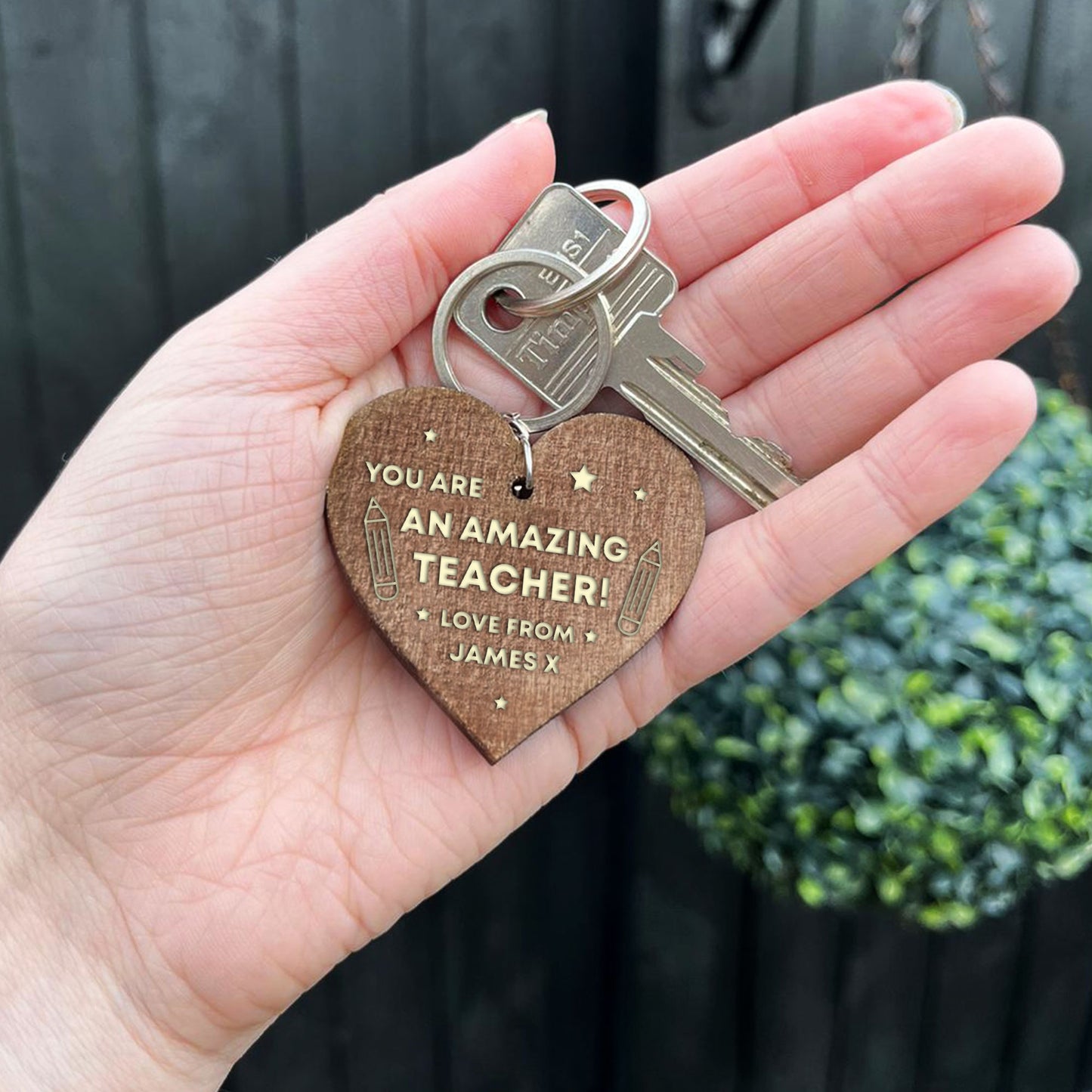 Personalised Teacher Thank You Gifts Wood Keyring Gifts